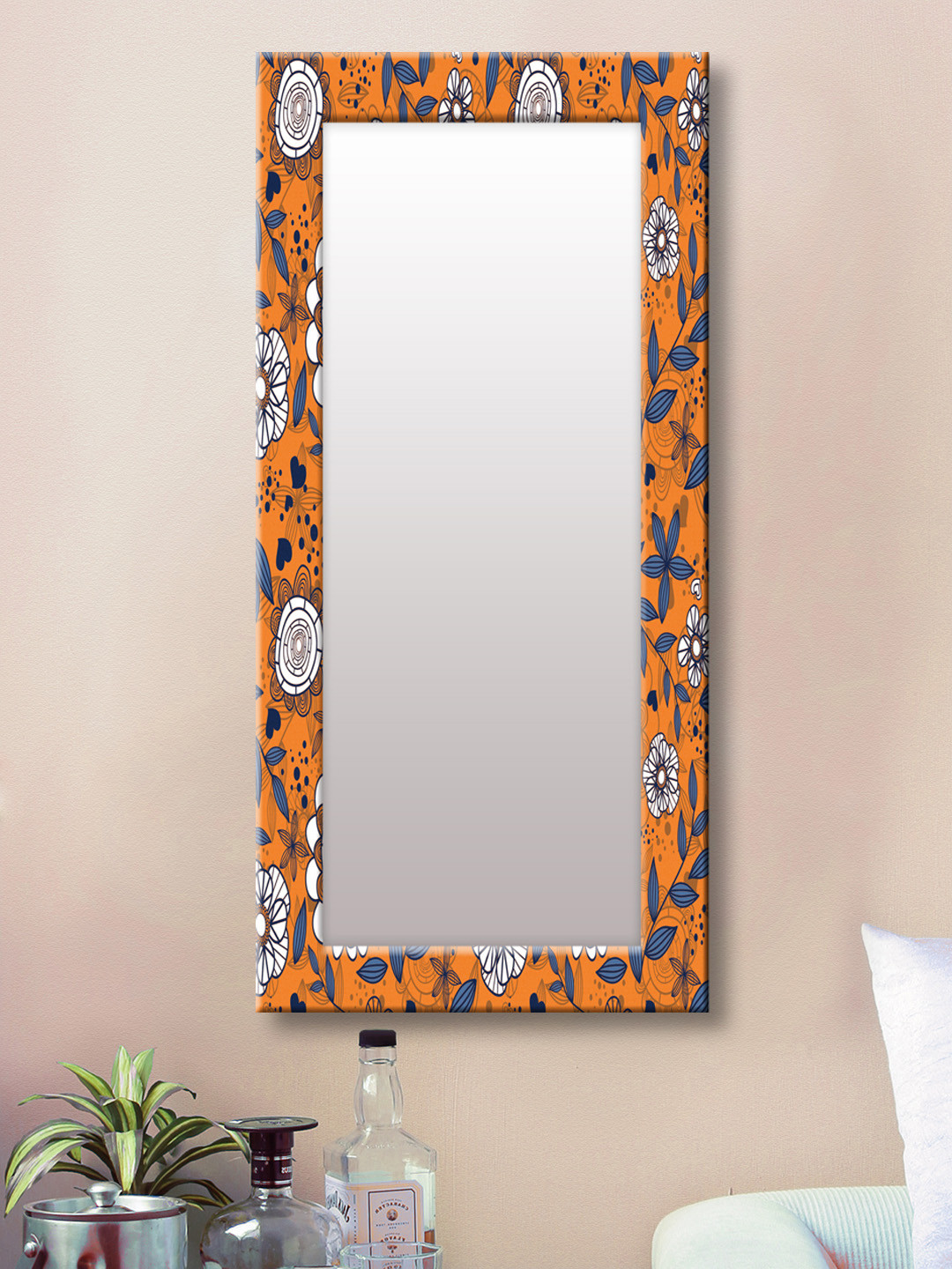 

999Store Orange Framed Wall Mirror