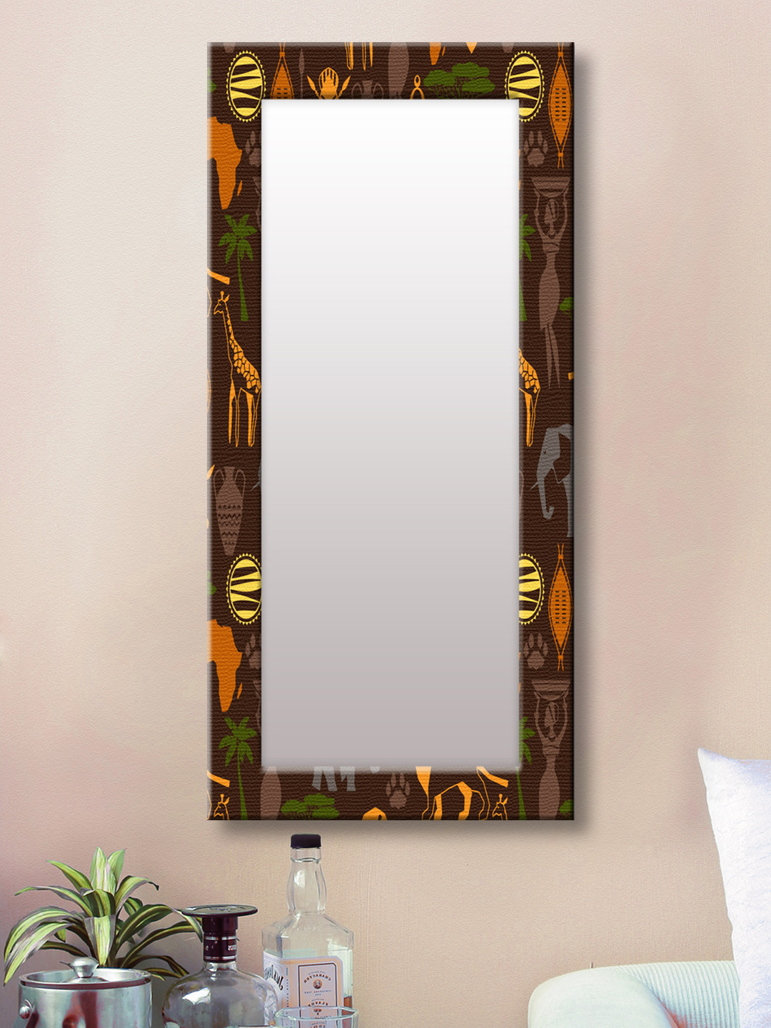 

999Store Brown Framed Wall Mirror