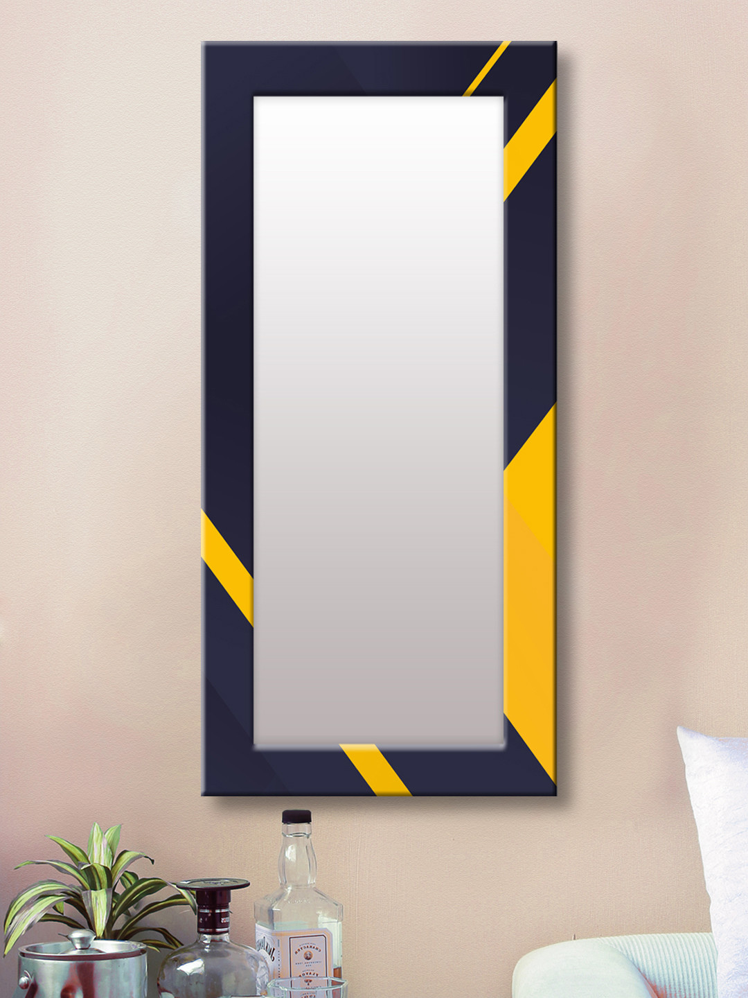 

999Store Black & Yellow Framed Wall Mirror