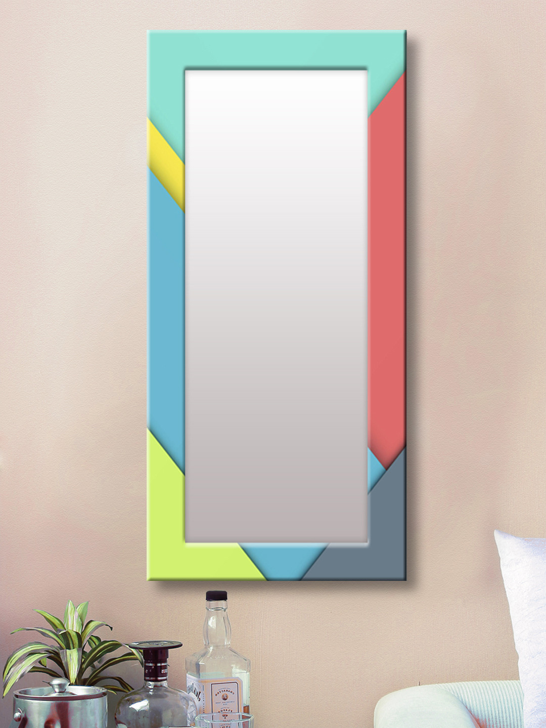 

999Store Blue Framed Wall Mirror