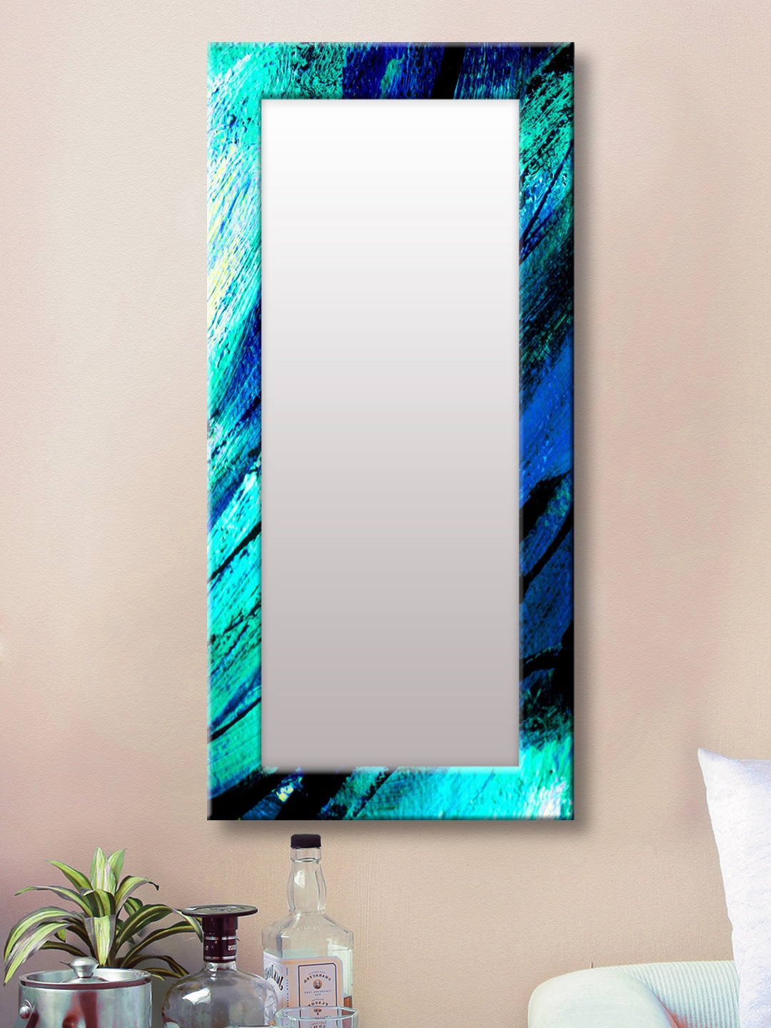 

999Store Blue Framed Wall Mirror