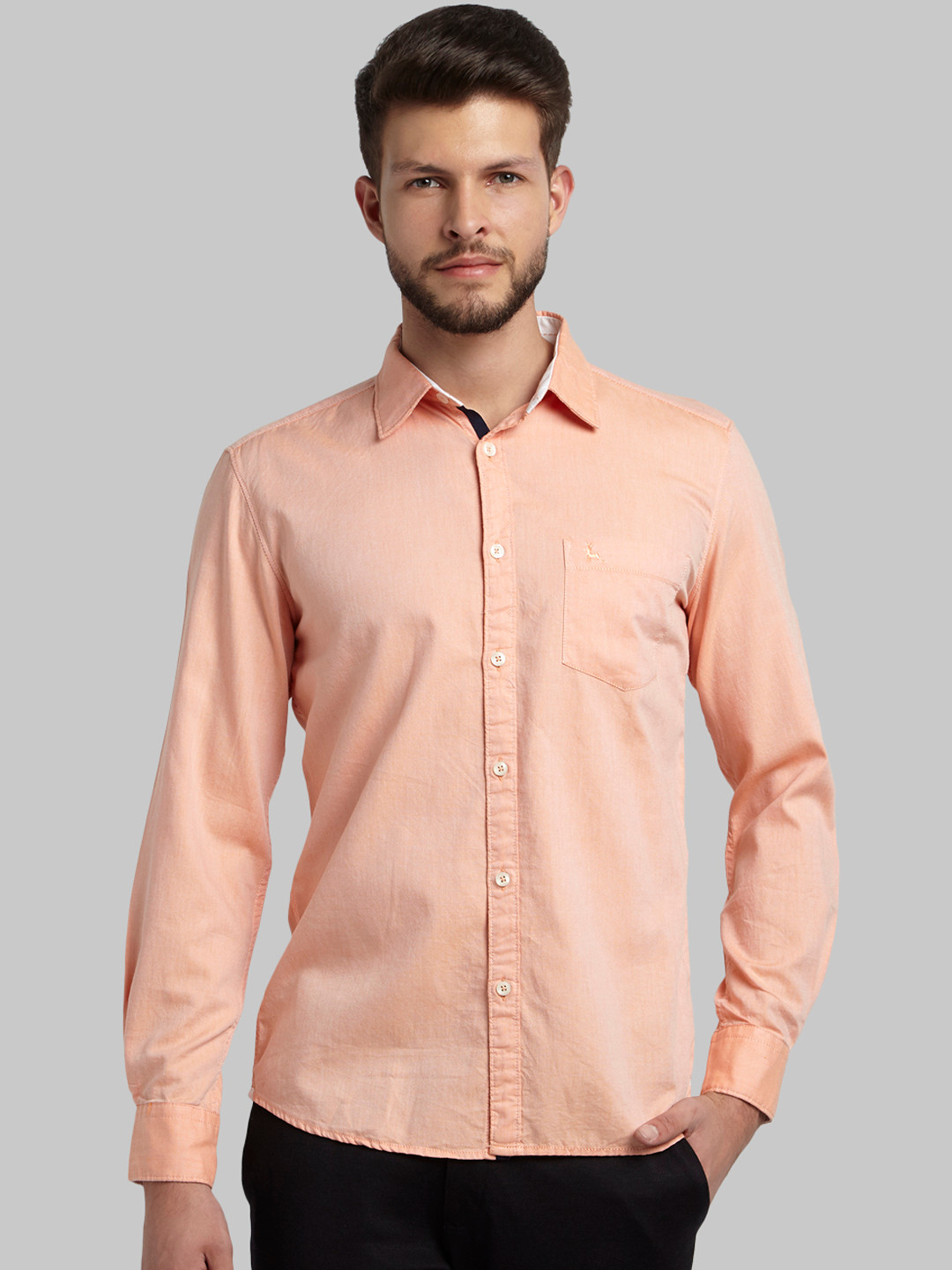 

Parx Men Orange Slim Fit Solid Casual Shirt