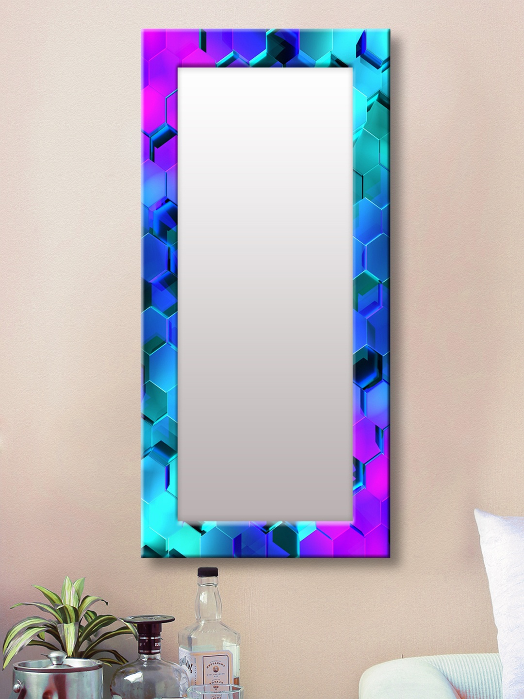 

999Store Blue Framed Wall Mirror