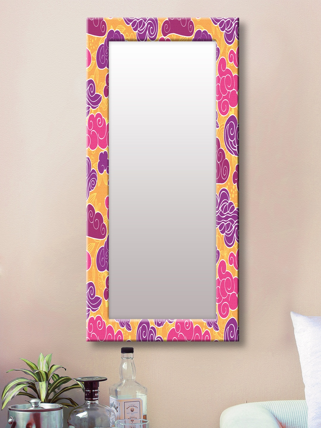 

999Store Purple & Yellow Framed Wall Mirror