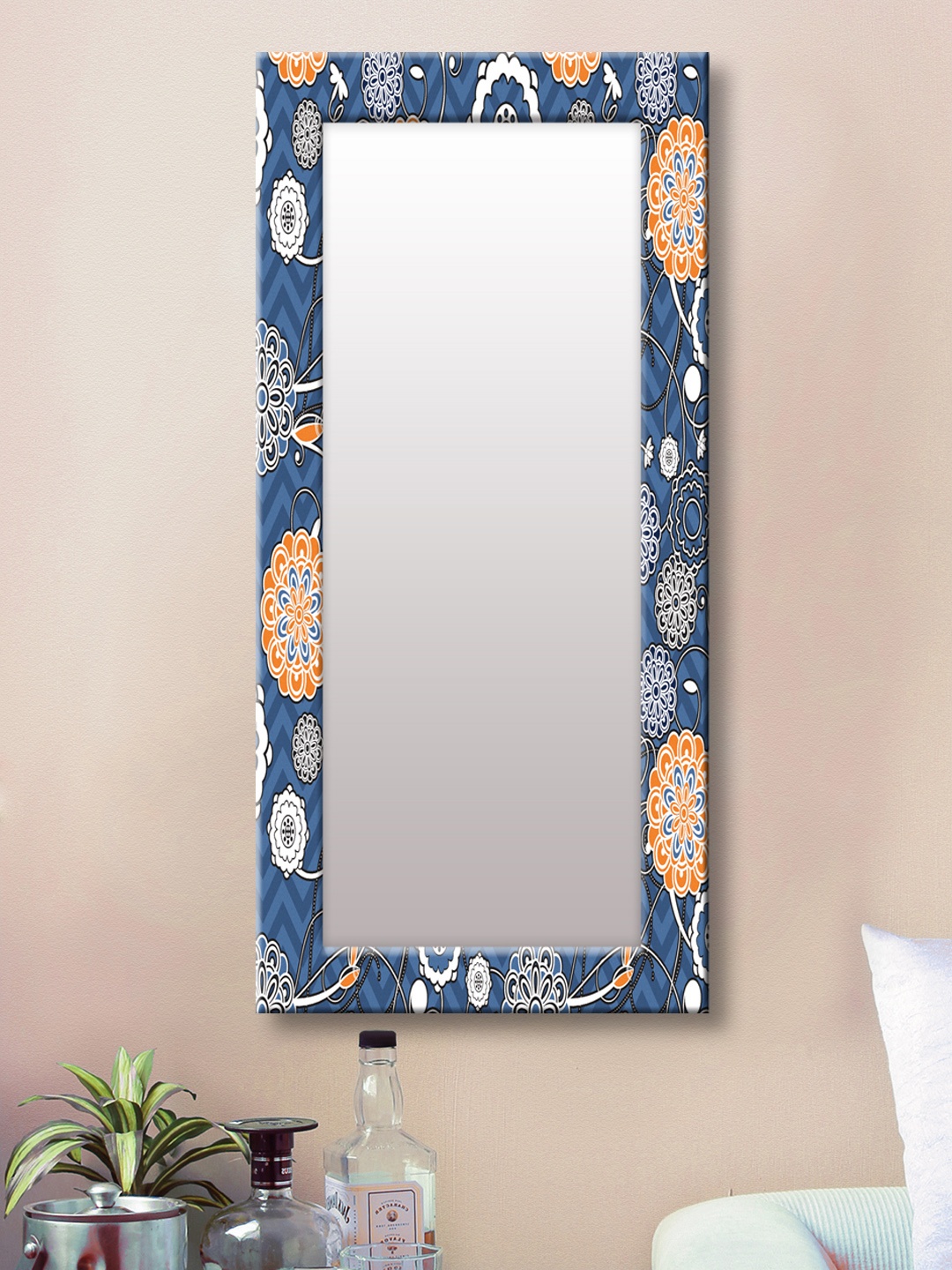 

999Store Blue Framed Wall Mirror