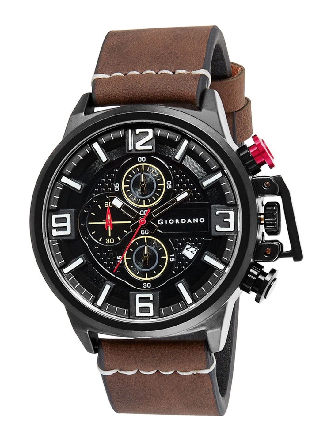 

GIORDANO Men Black Analogue Leather Watch C1114