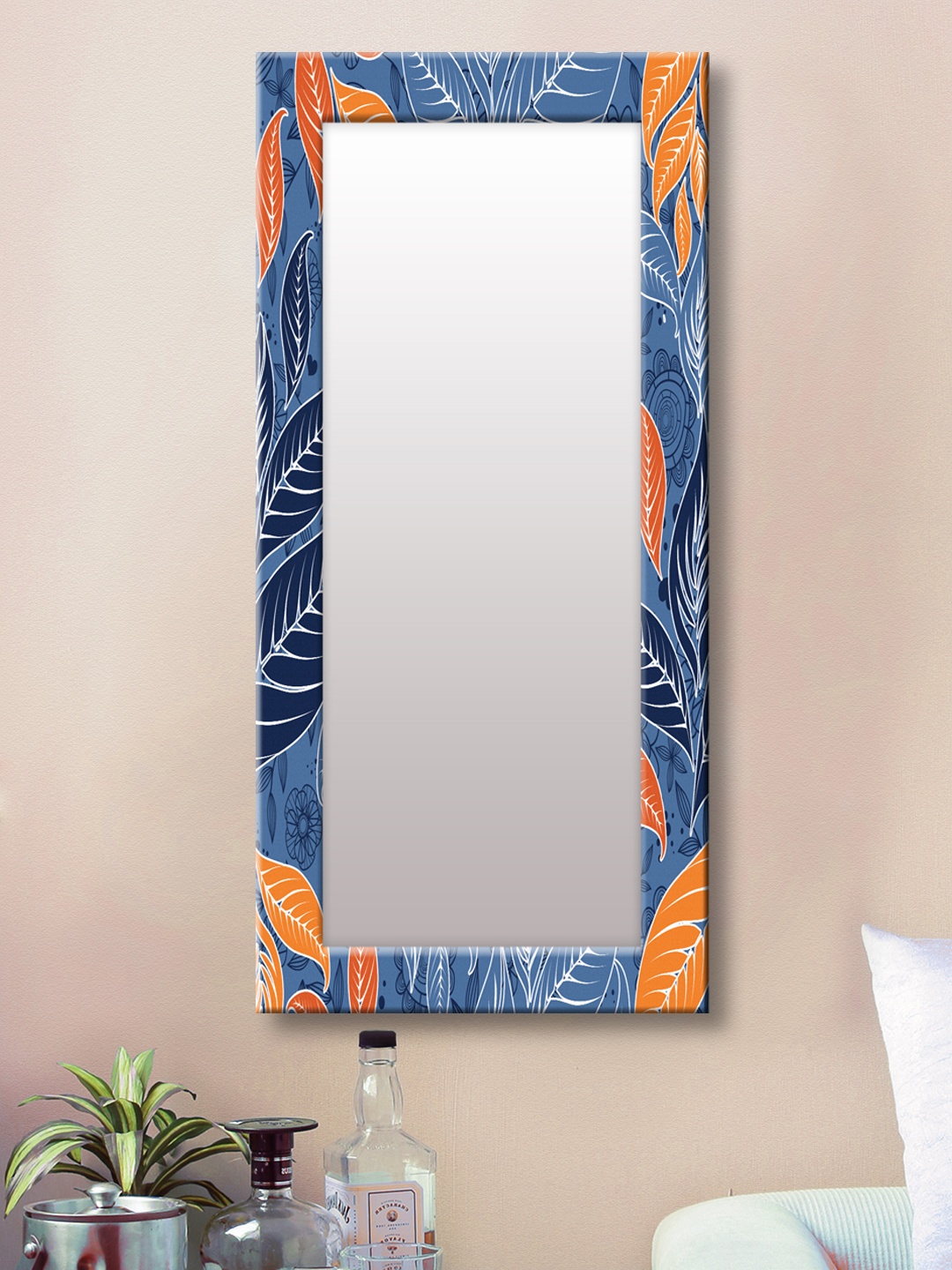

999Store Blue Framed Wall Mirror