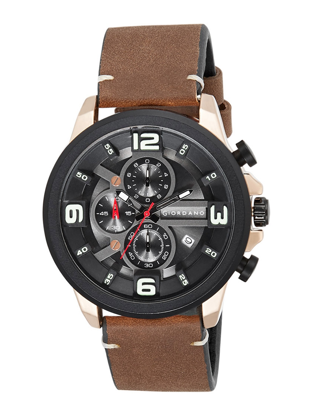 

GIORDANO Men Black Analogue Leather Watch C1114