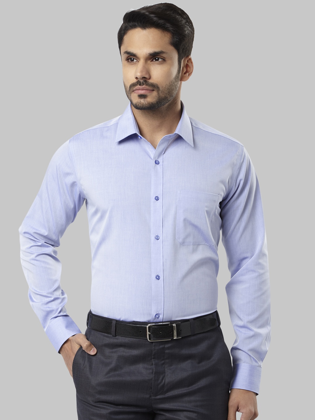 

Raymond Men Blue Regular Fit Solid Formal Shirt