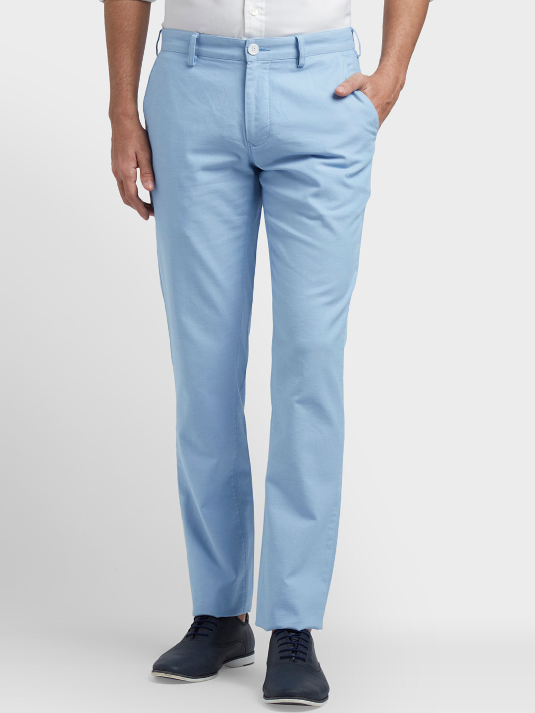 

ColorPlus Men Blue Regular Fit Solid Regular Trousers