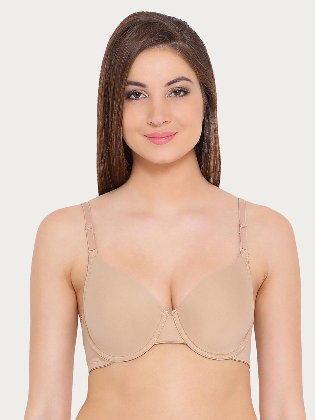 

Clovia Padded Underwired Push-Up T-Shirt Bra With Detachable Straps, Nude