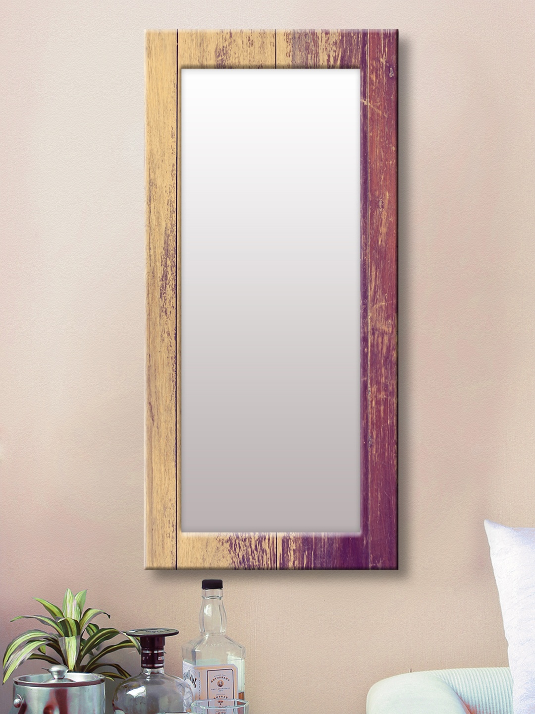 

999Store Purple & Brown Framed Wall Mirror