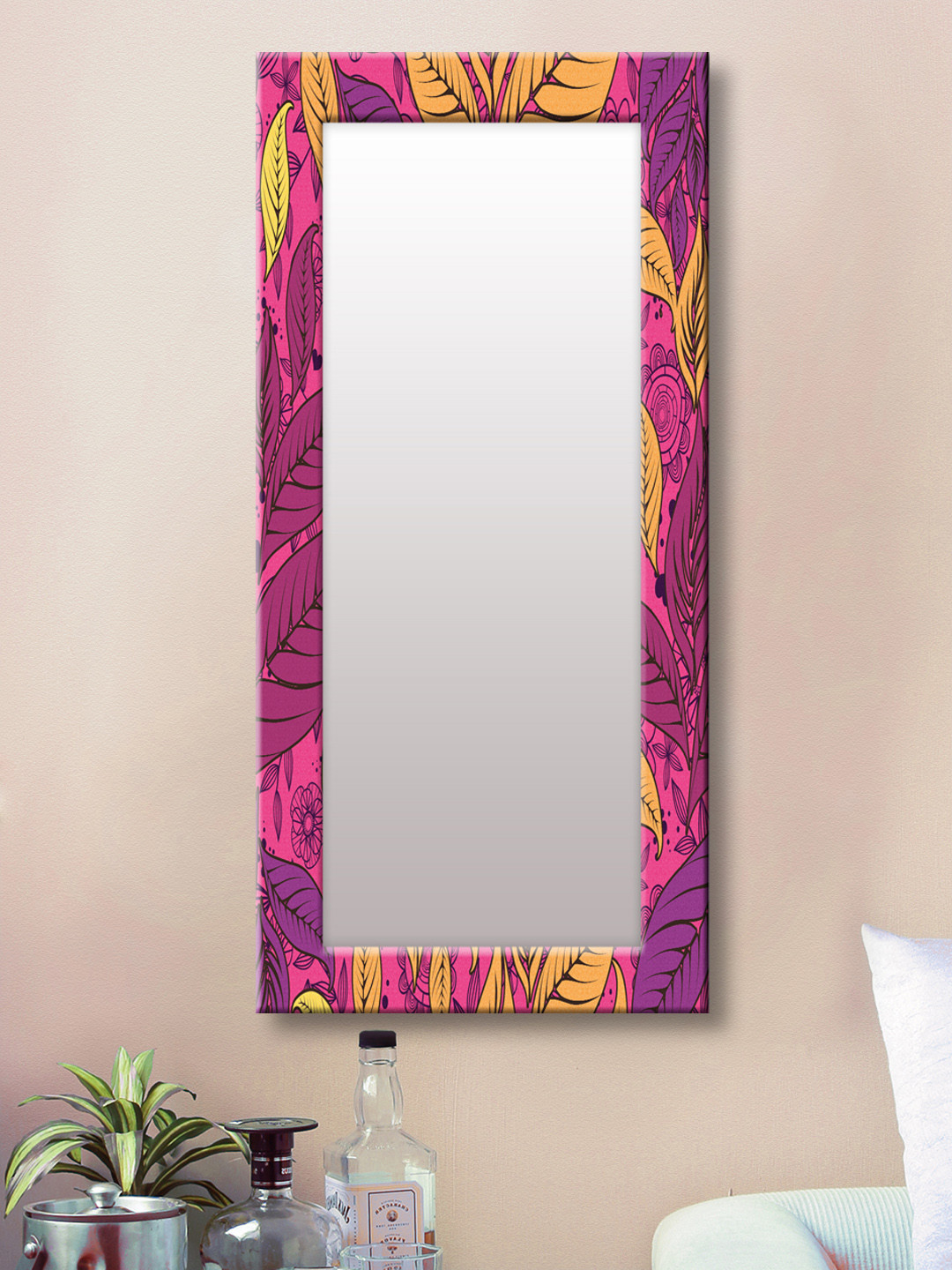 

999Store Blue & Yellow Framed Wall Mirror