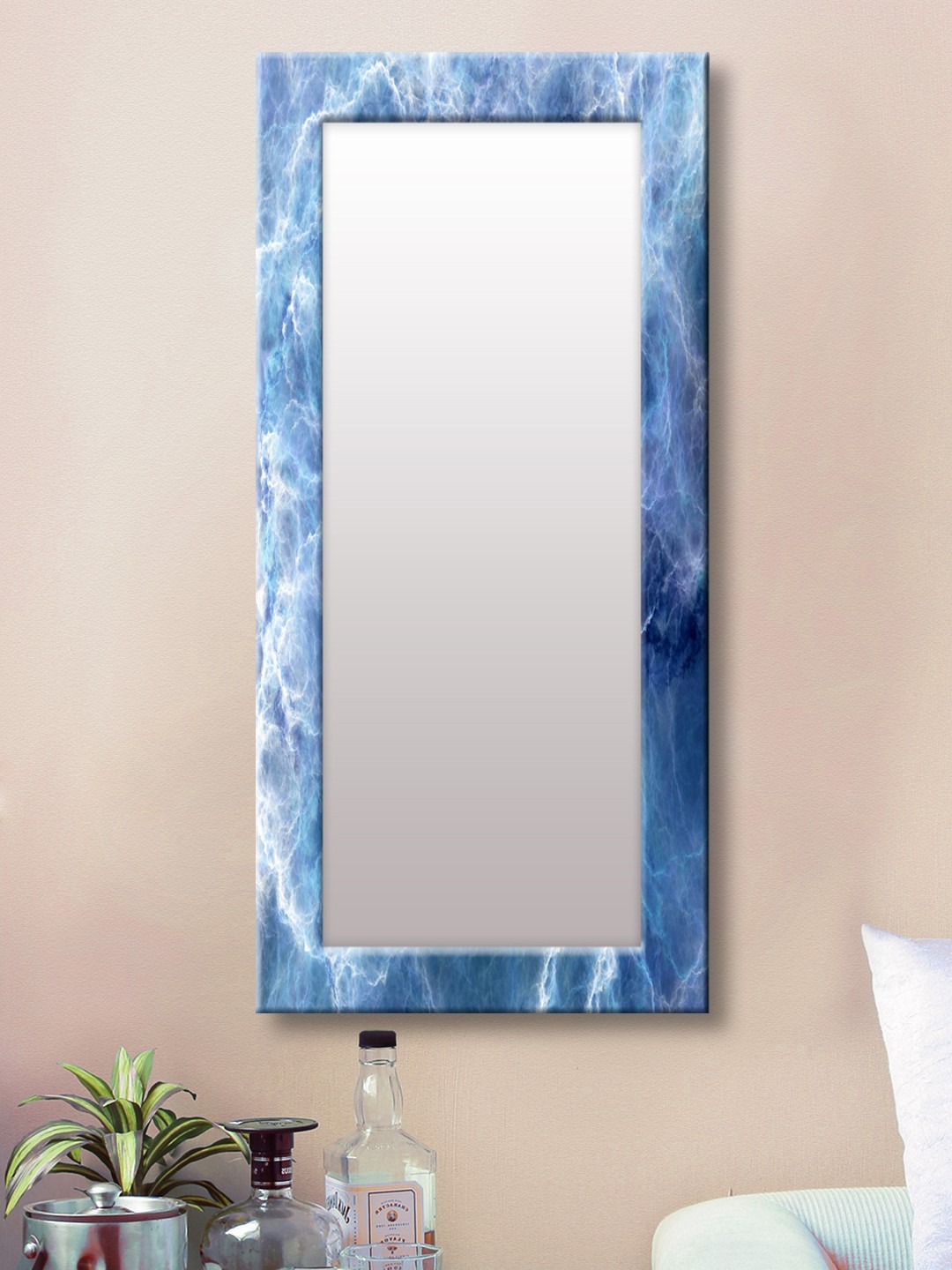 

999Store Blue Framed Wall Mirror