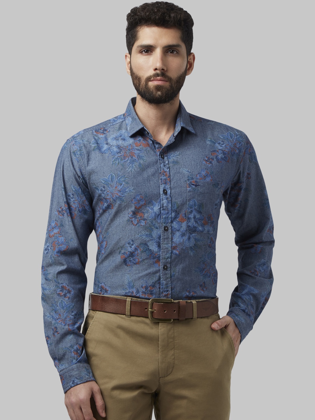 

Park Avenue Men Blue Regular Fit Printed Formal Shirt