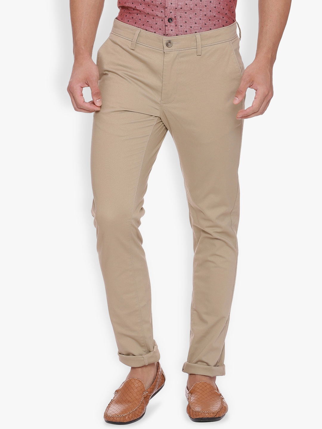 

Basics Men Beige Tapered Fit Solid Regular Trousers