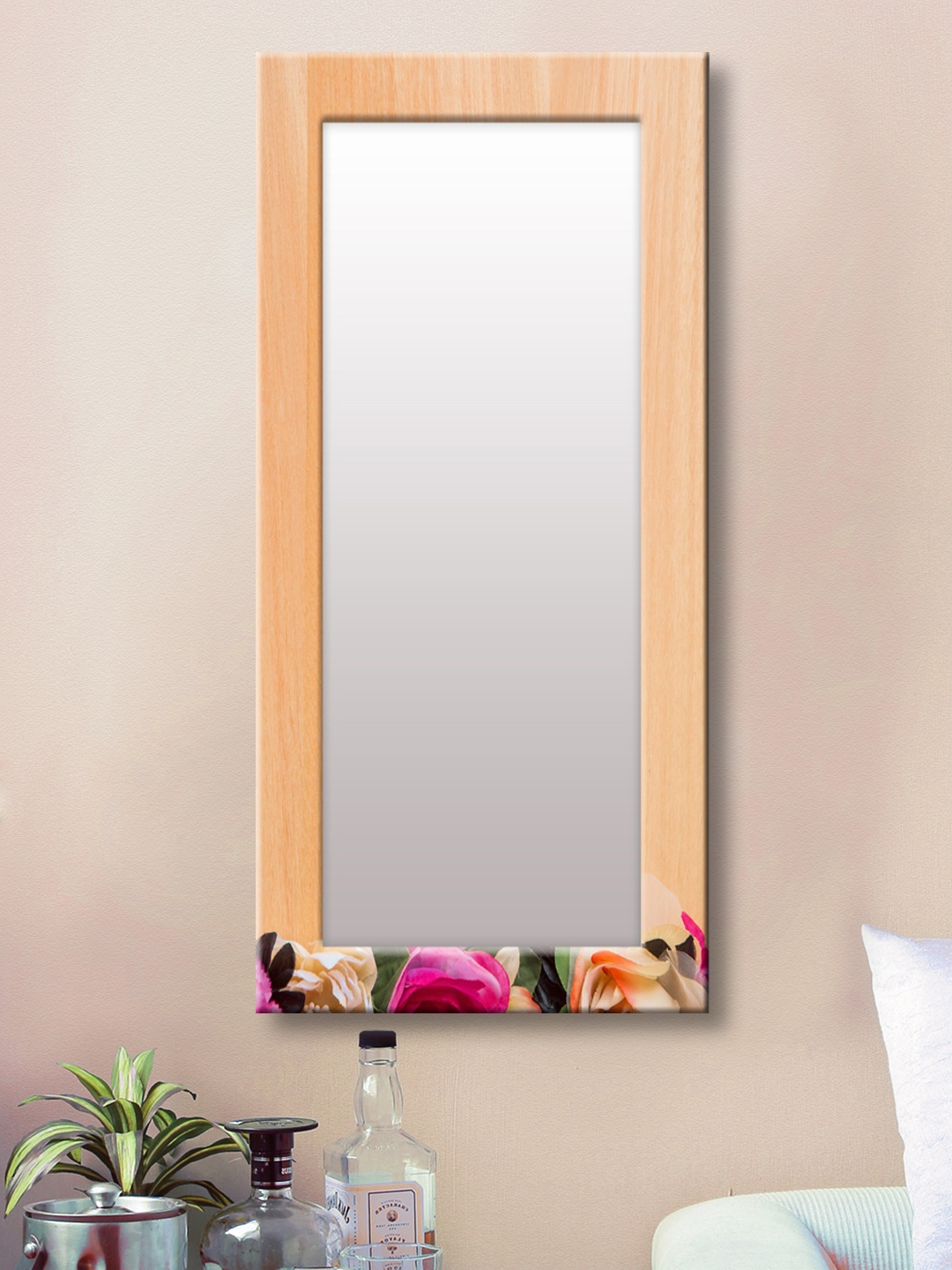 

999Store Brown & Red Framed Wall Mirror