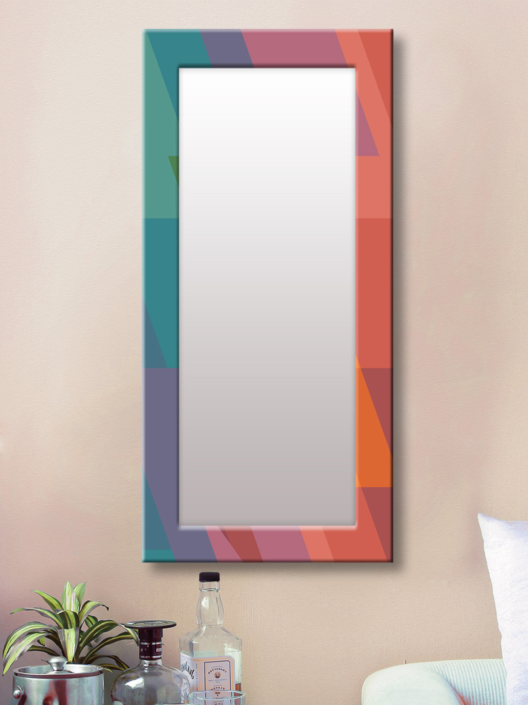 

999Store Pink & Blue Framed Wall Mirror
