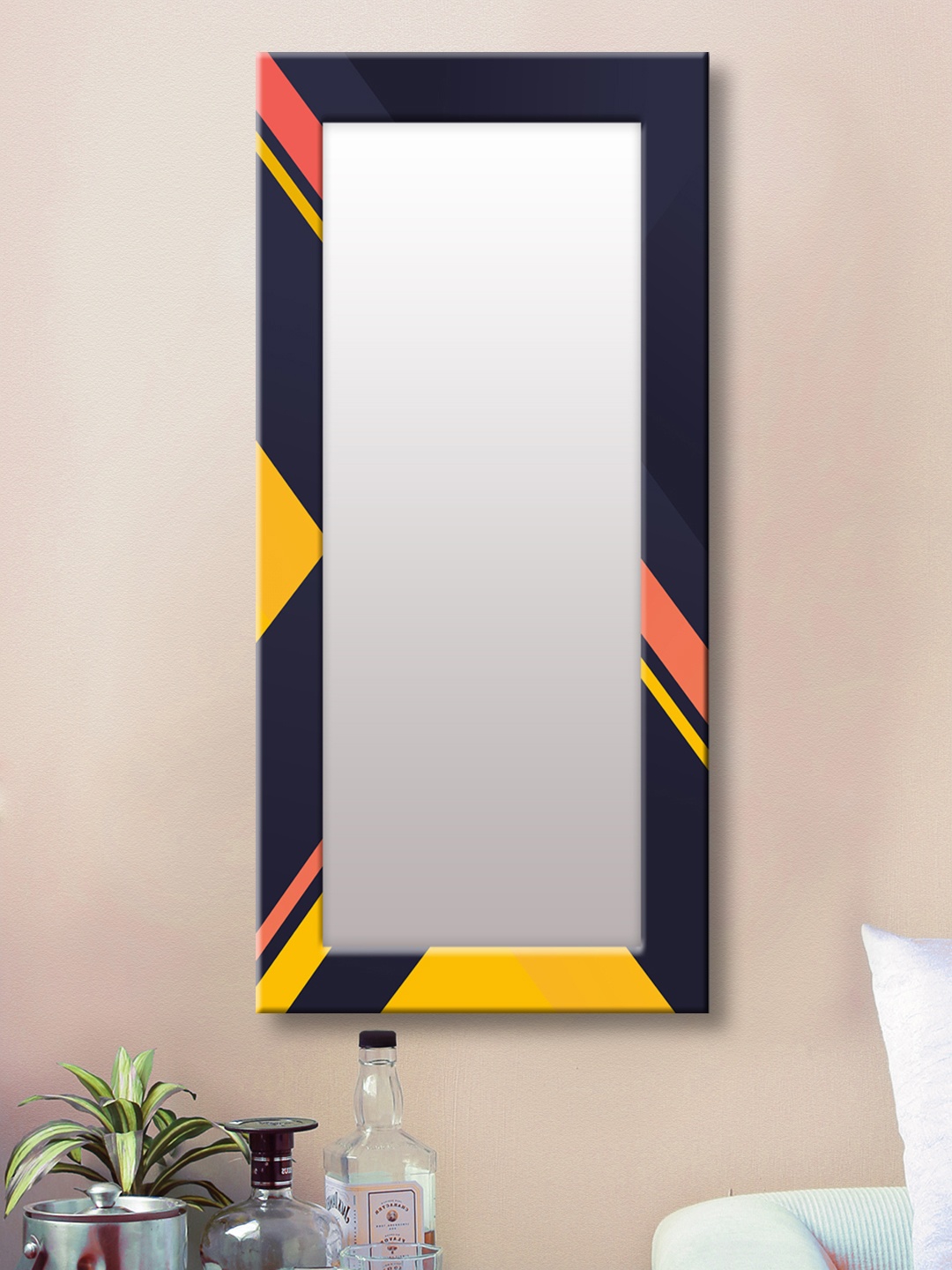 

999Store Black & Yellow Framed Wall Mirror