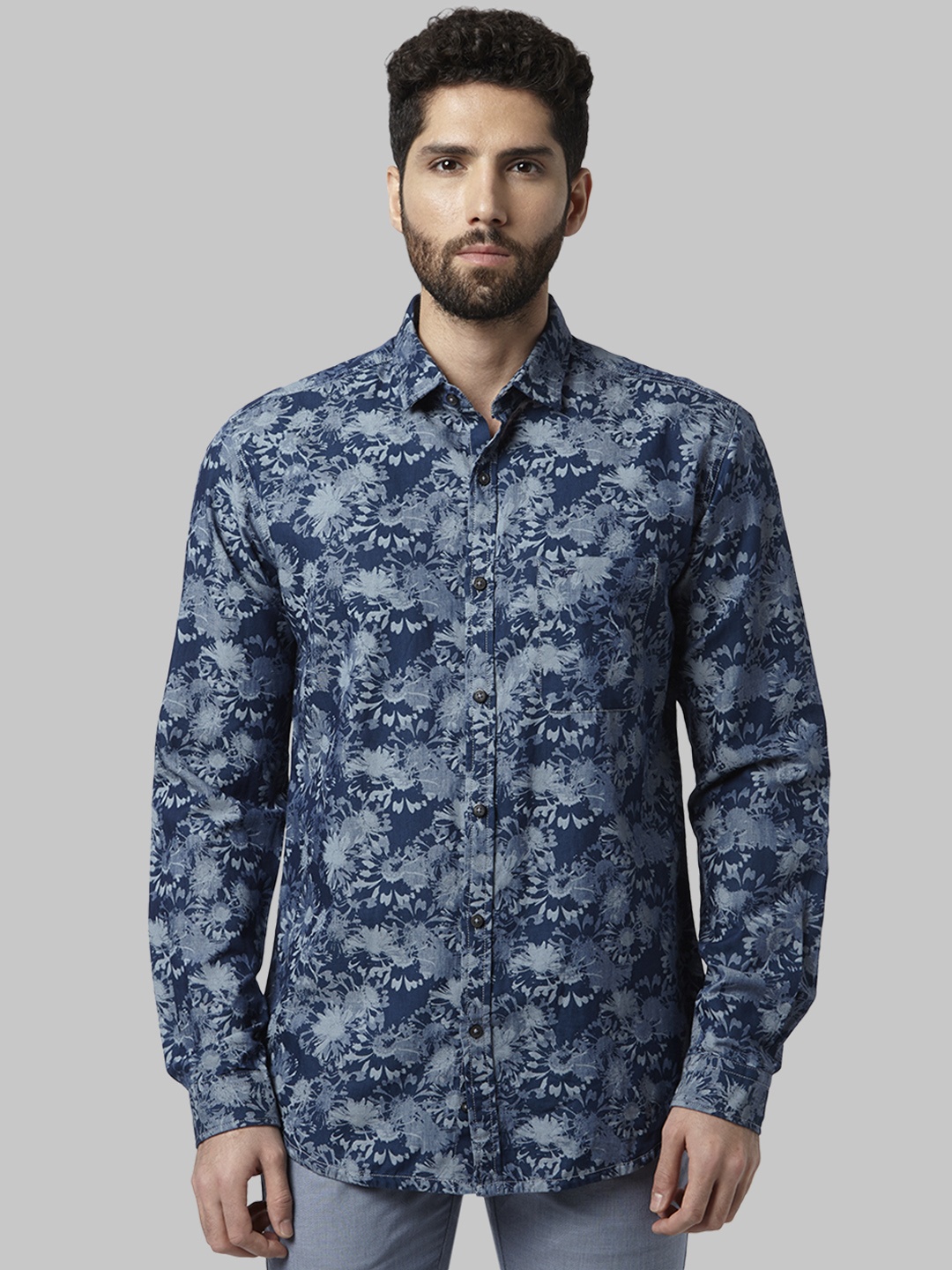 

Park Avenue Men Blue Slim Fit Printed Casual Shirt
