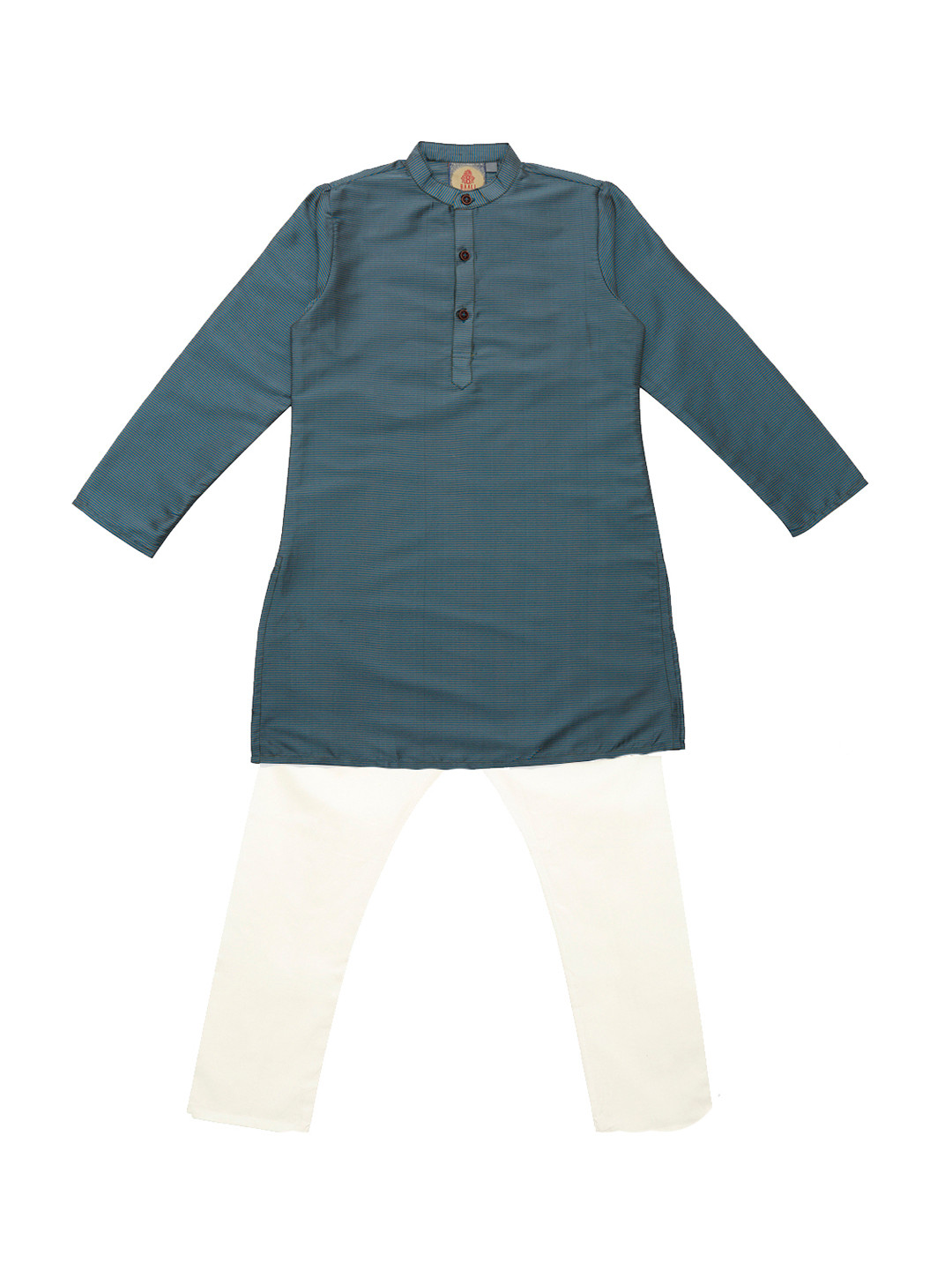 

SALWAR STUDIO Boys Blue & White Striped Kurta with Pyjamas