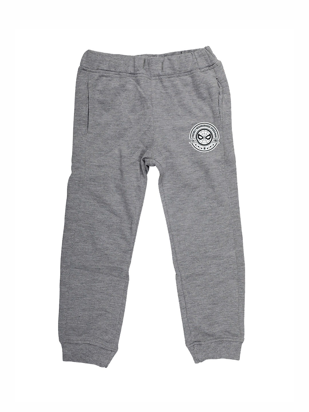 Marvel by Wear Your Mind Unisex Grey Spiderman Print Straight-Fit Joggers