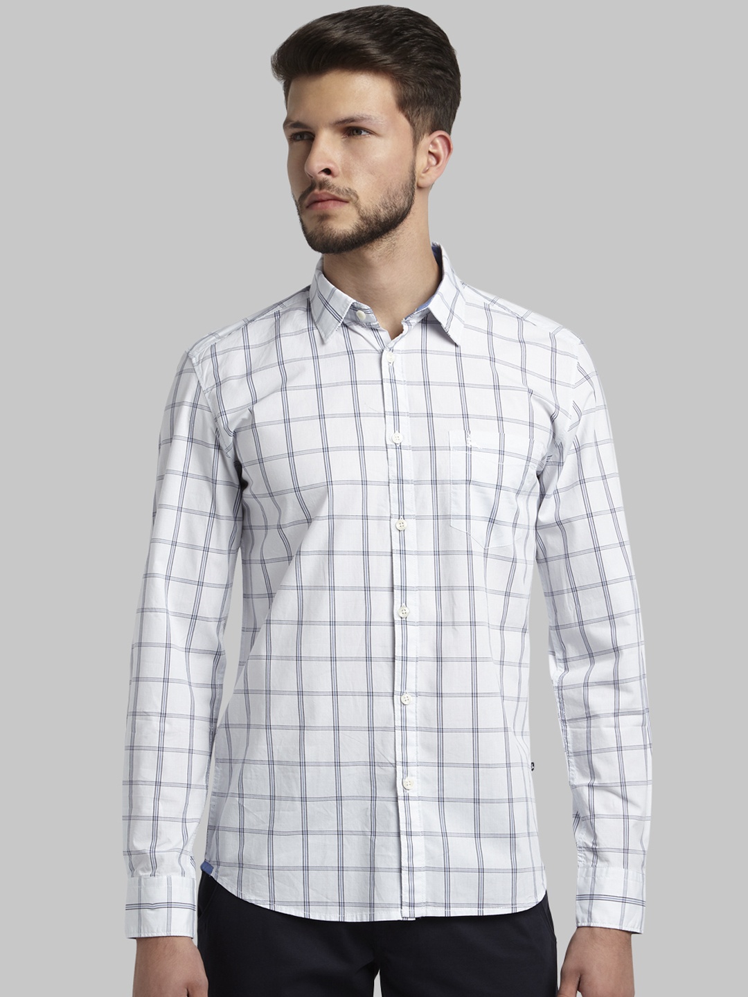 

Parx Men White Slim Fit Checked Casual Shirt