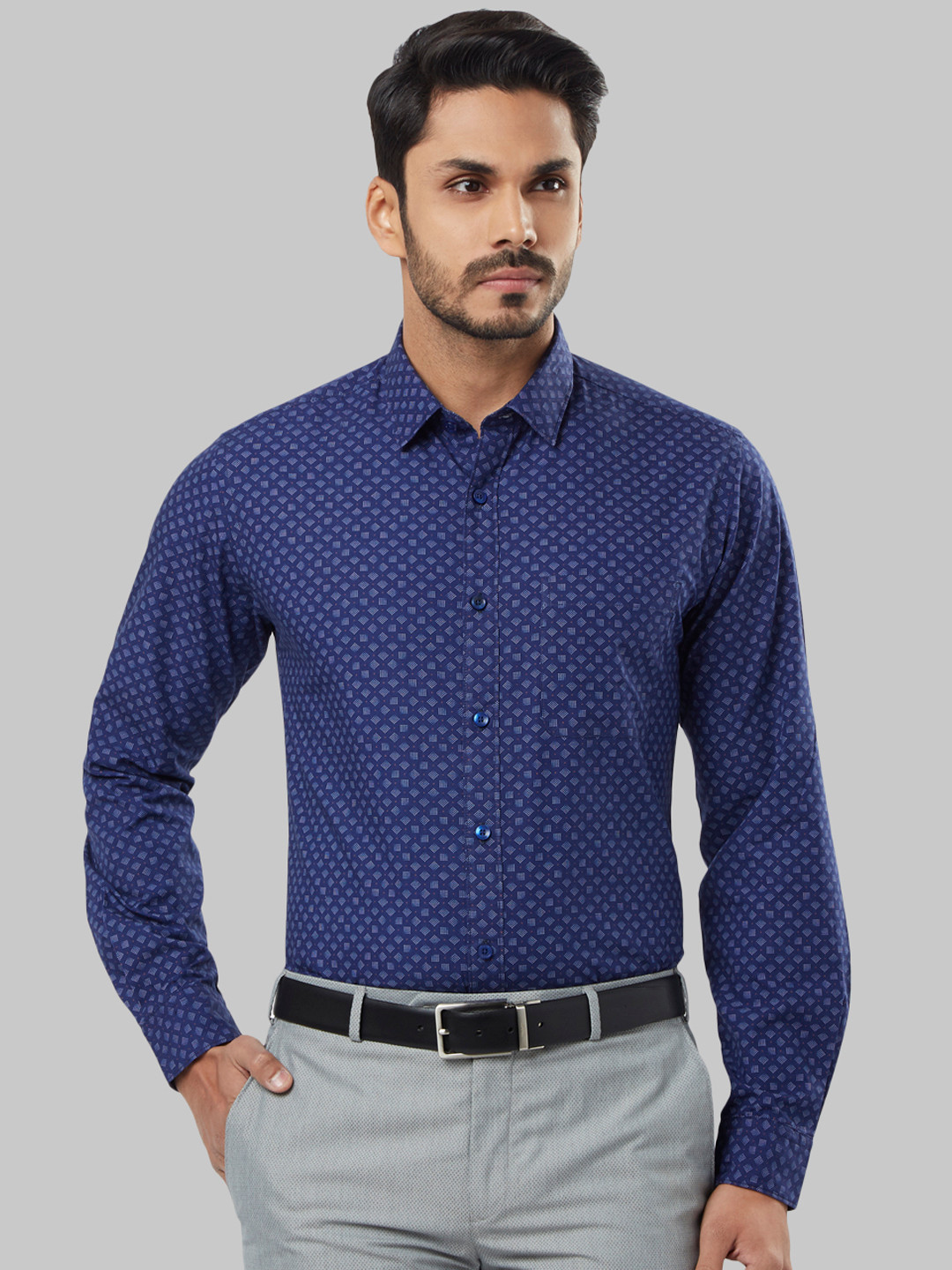 

Raymond Men Blue Slim Fit Printed Formal Shirt