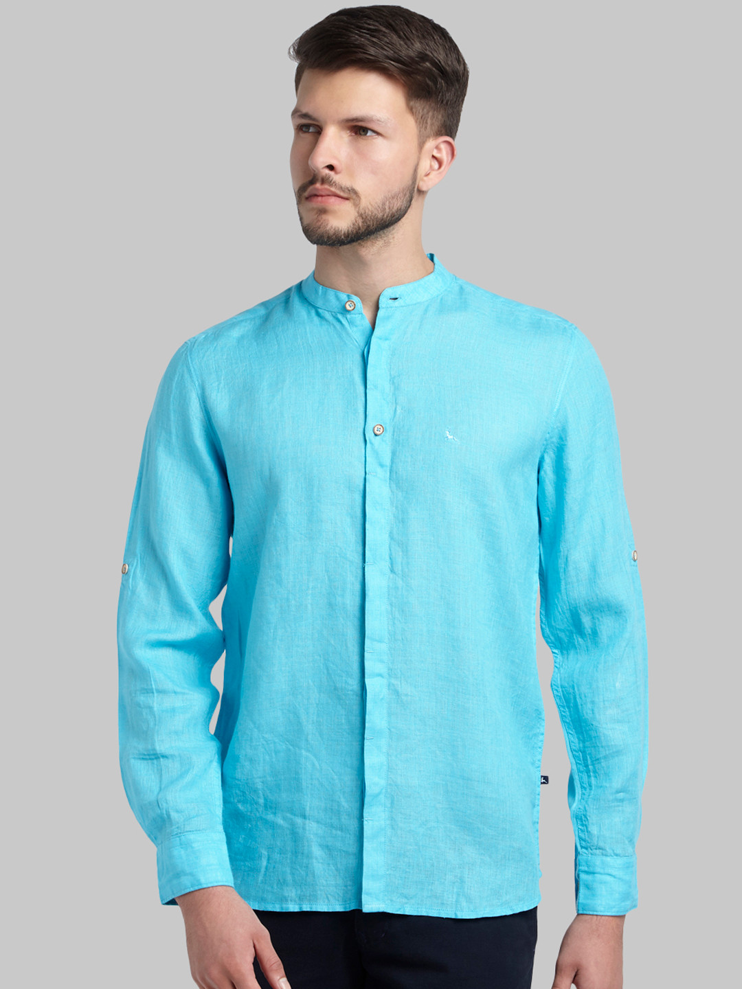 

Parx Men Blue Slim Fit Solid Casual Shirt