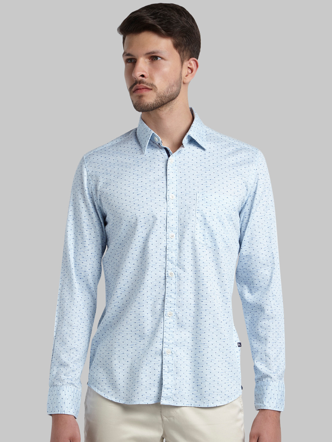 

Parx Men Blue Slim Fit Self Design Casual Shirt