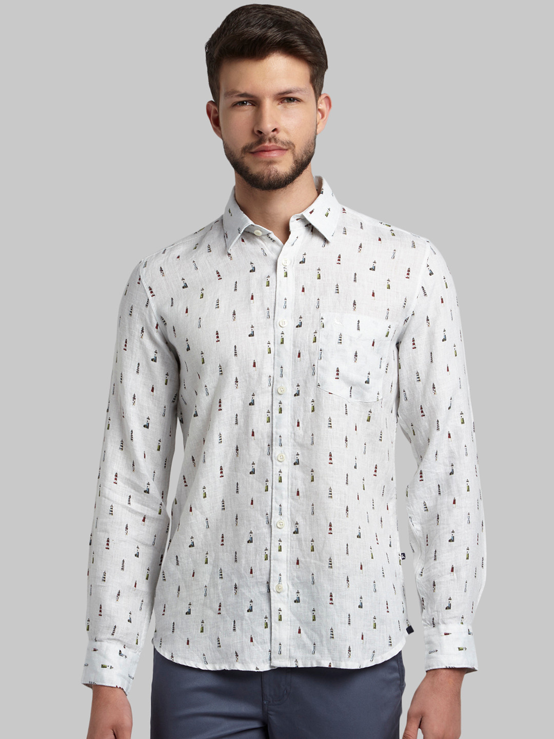 

Parx Men White Slim Fit Printed Casual Shirt