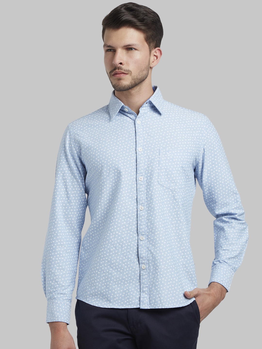 

Parx Men Blue Slim Fit Printed Casual Shirt