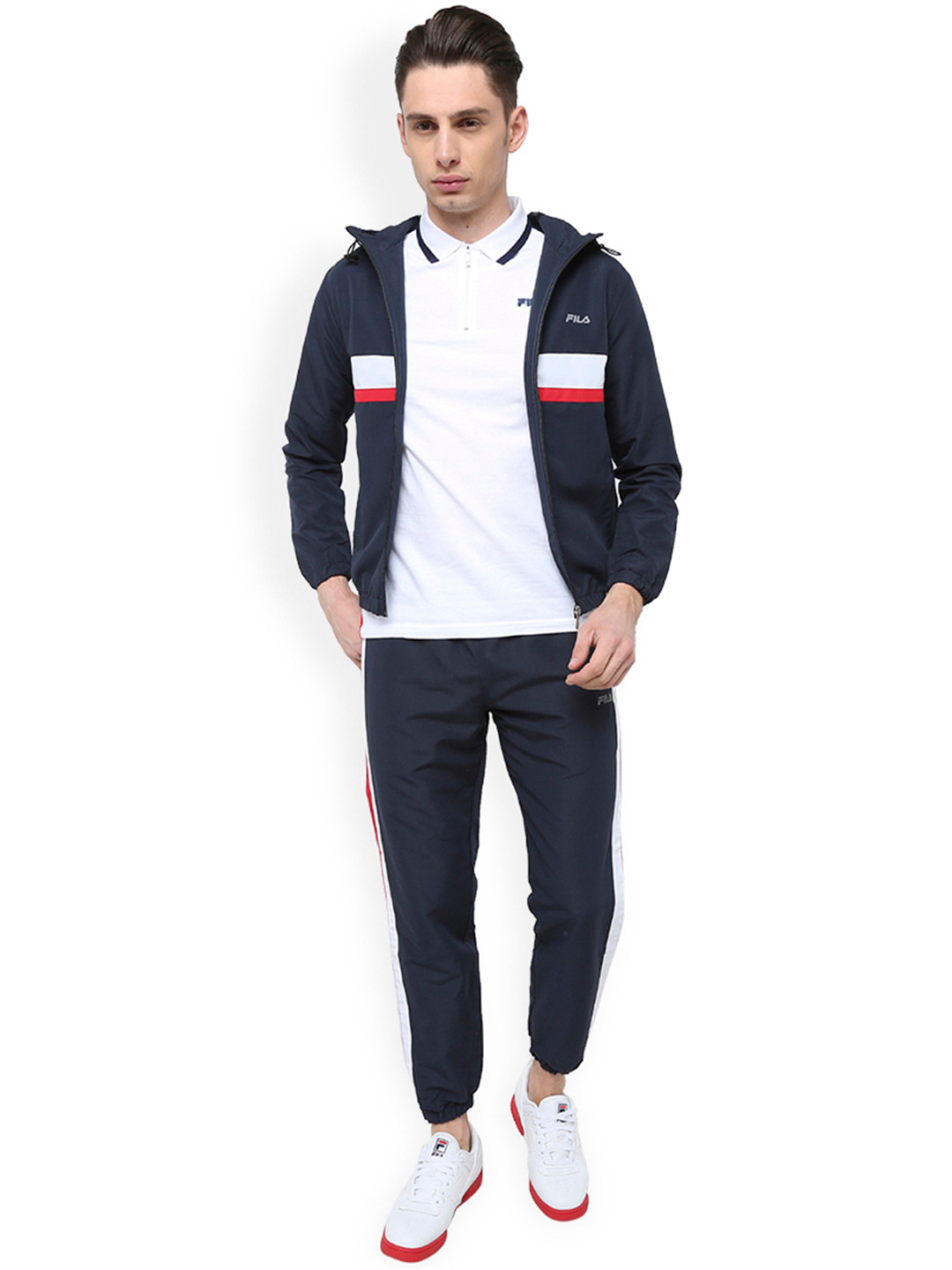 

FILA Men Navy Blue Solid Tracksuit