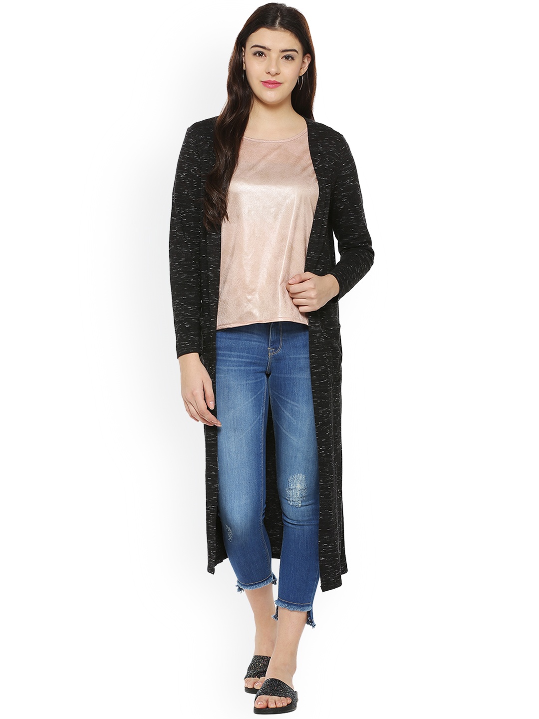 

People Black Solid Open Front Shrug