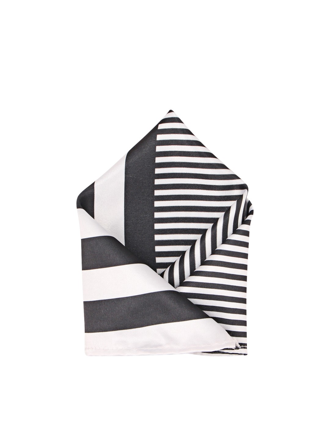 

Blacksmith Men Black & Off White Striped Pocket Square