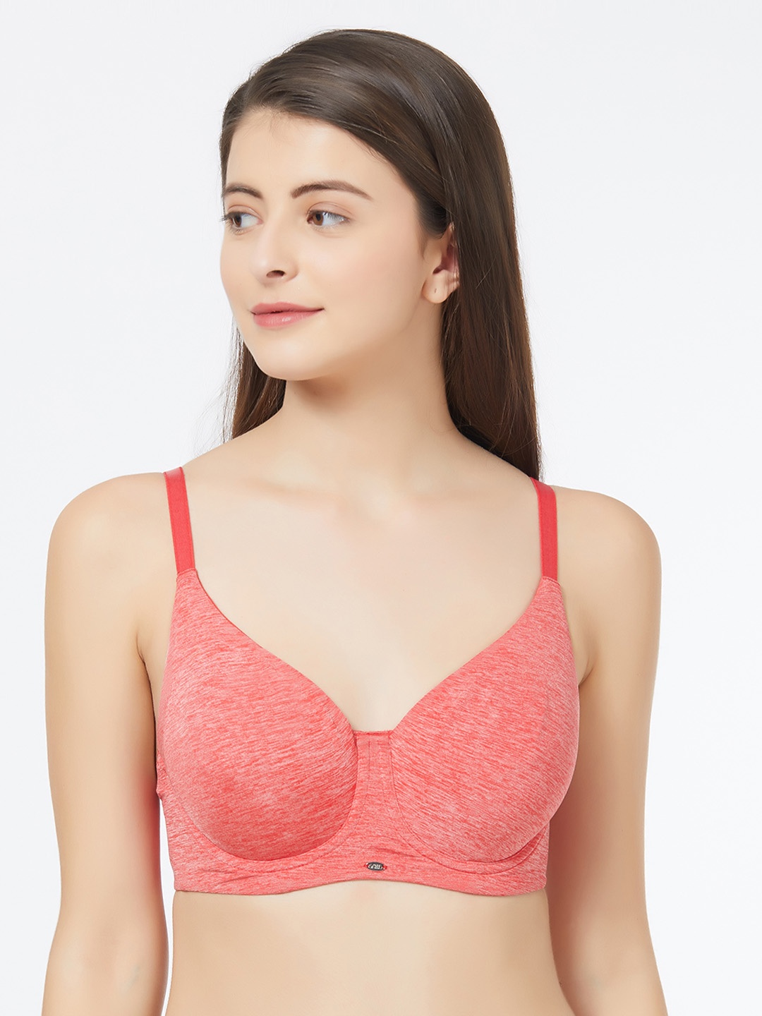 

Soie Red Solid Underwired Lightly Padded Everyday Bra