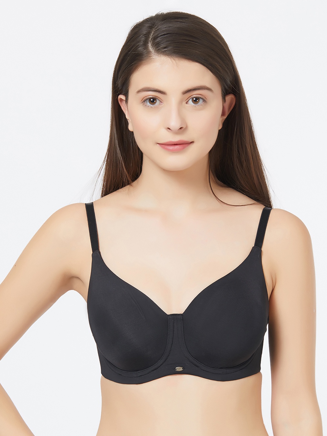 

Soie Black Solid Underwired Non-Padded T-shirt Bra CB-203BLACK