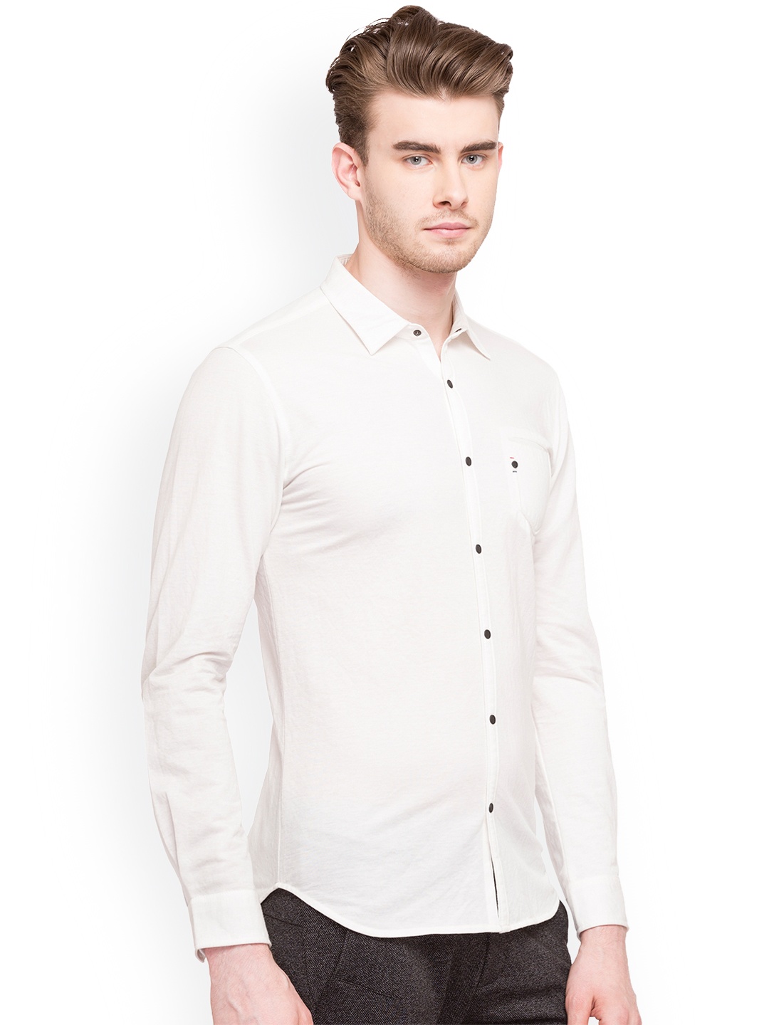 

Status Quo Men White Slim Fit Solid Casual Shirt