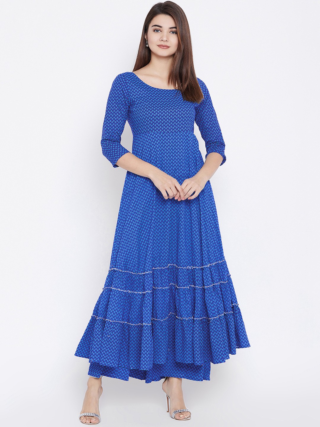 

PANIT Women Blue Printed Kurta with Palazzos