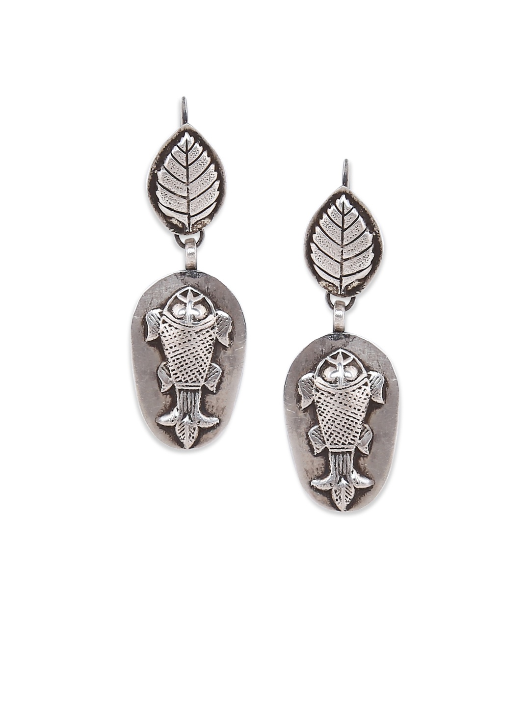 

ahilya Sterling Silver Fish Leaf Earrings