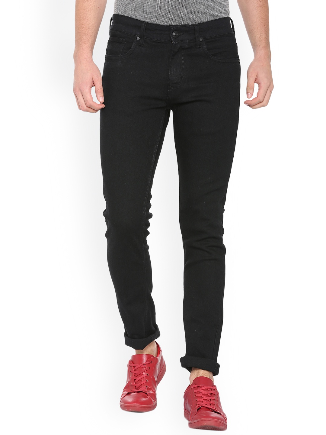 

People Men Black Slim Fit Mid-Rise Clean Look Jeans