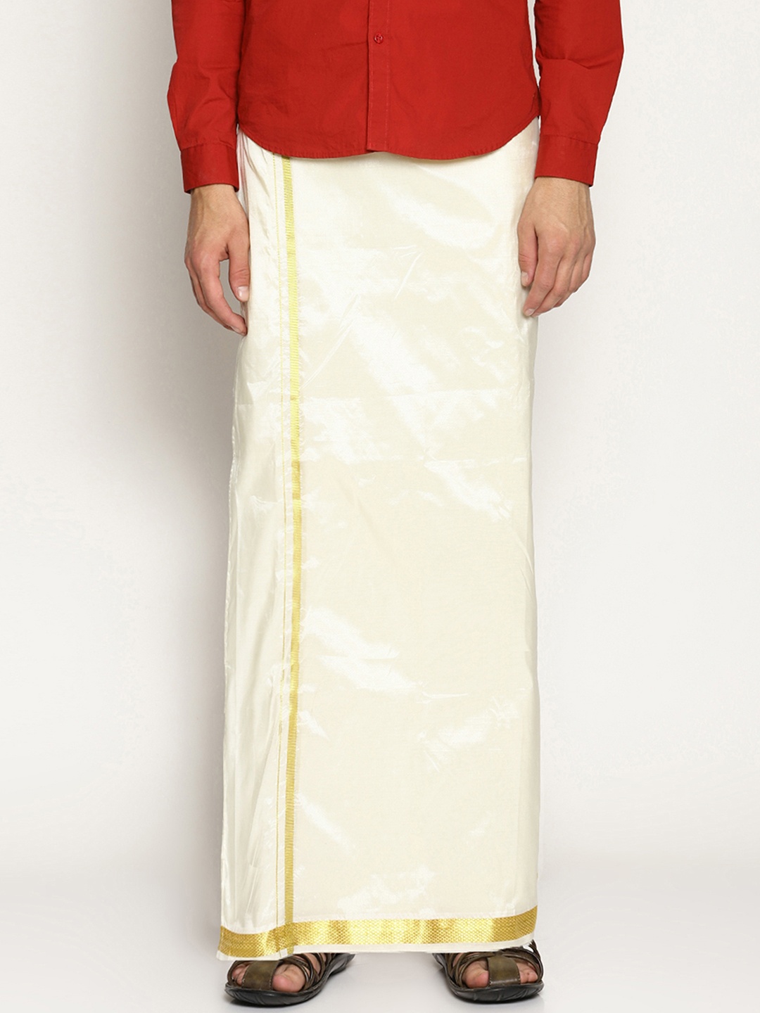 

Sethukrishna Men White Solid Readymade Dhoti