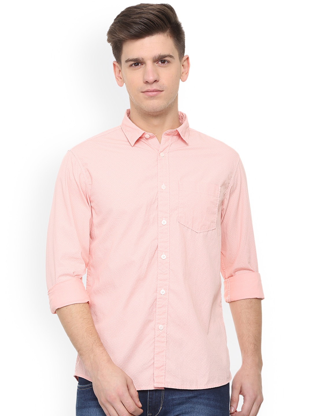 

People Men Pink Regular Fit Solid Casual Shirt