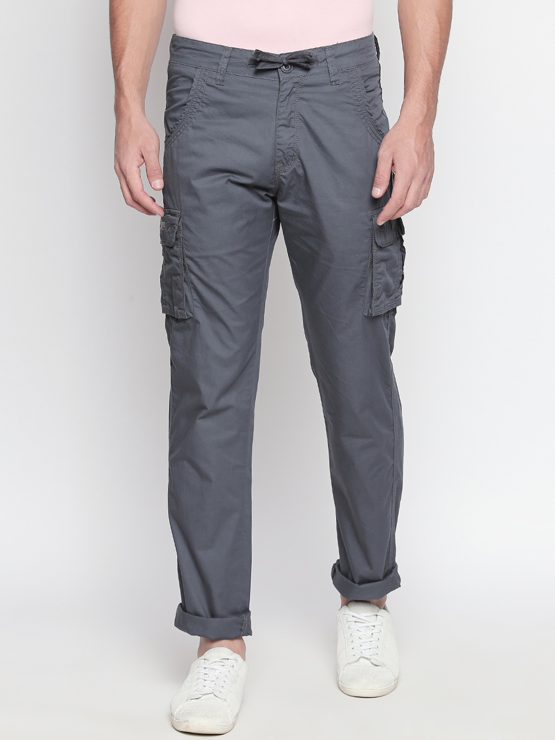 

beevee Men Grey Regular Fit Solid Cargos