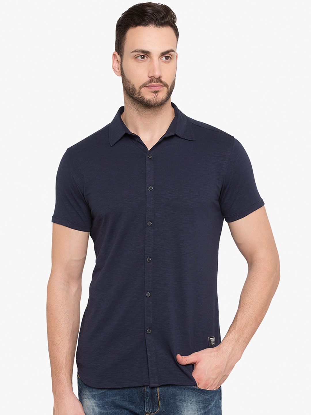 

Status Quo Men Blue Slim Fit Solid Casual Shirt
