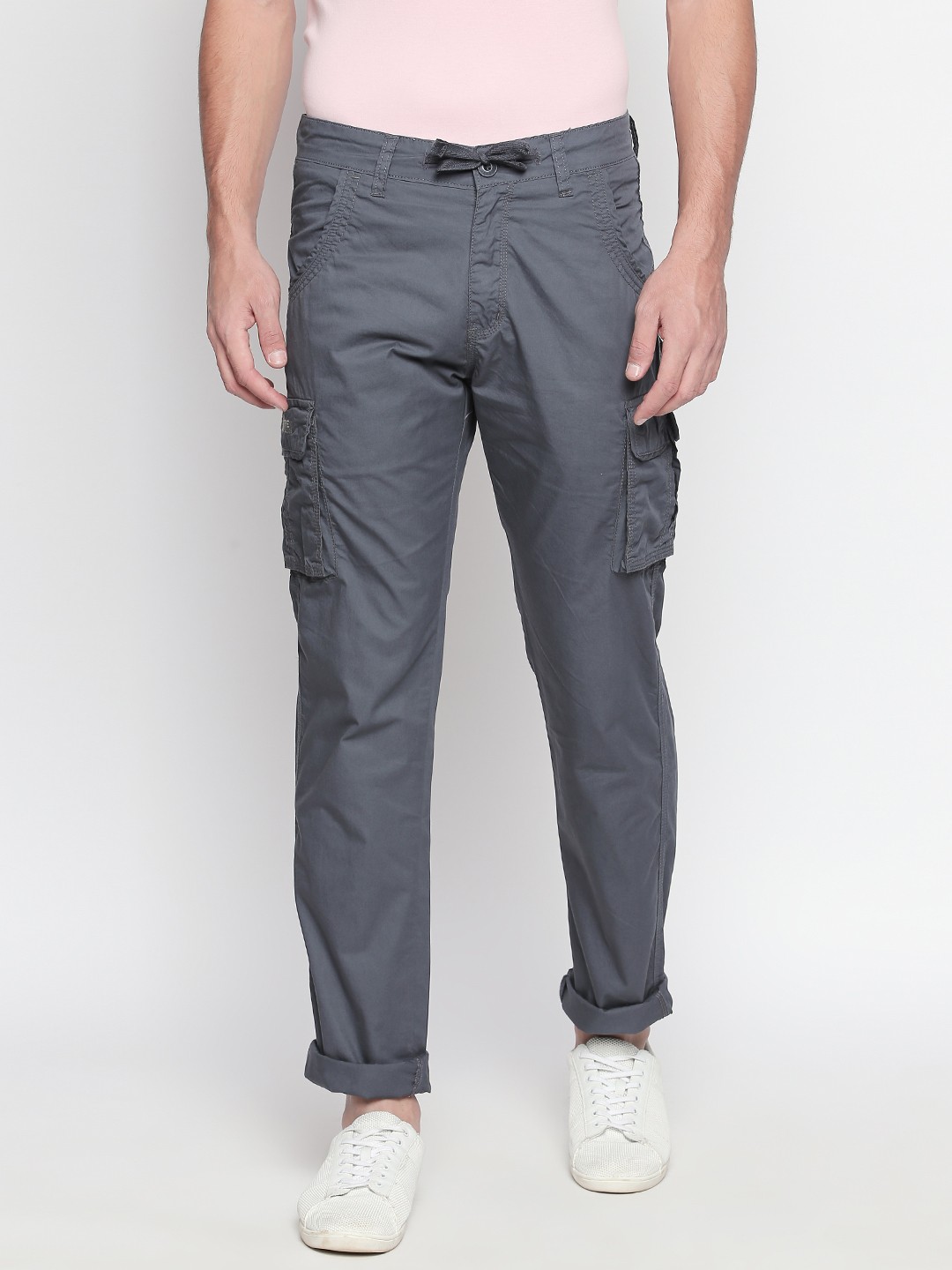 

beevee Men Grey Regular Fit Solid Cargos