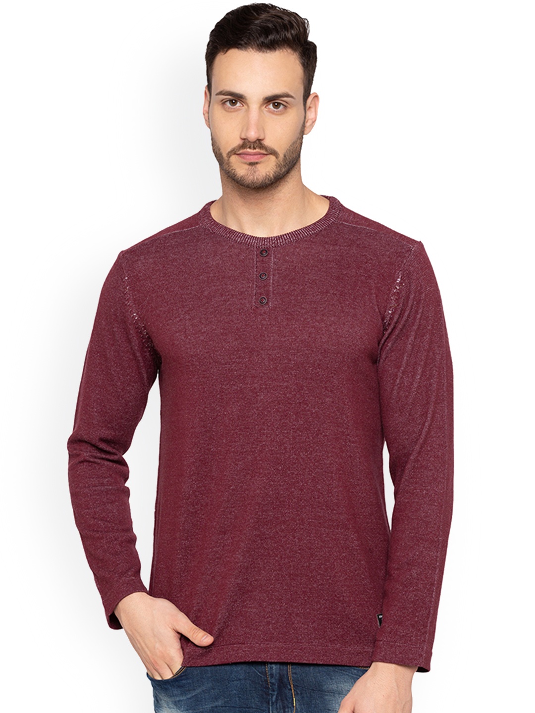 

Status Quo Men Wine Coloured Slim Fit Sweater, Maroon