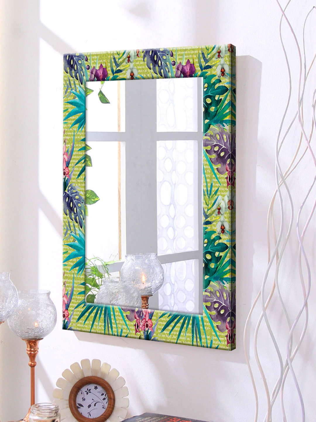

999Store Multicolour Framed Wall Mirror, Multi