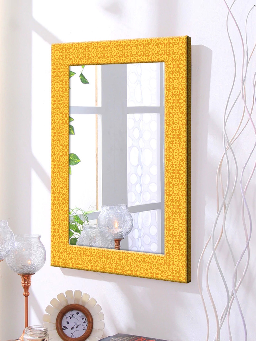 

999Store Yellow Framed Wall Mirror