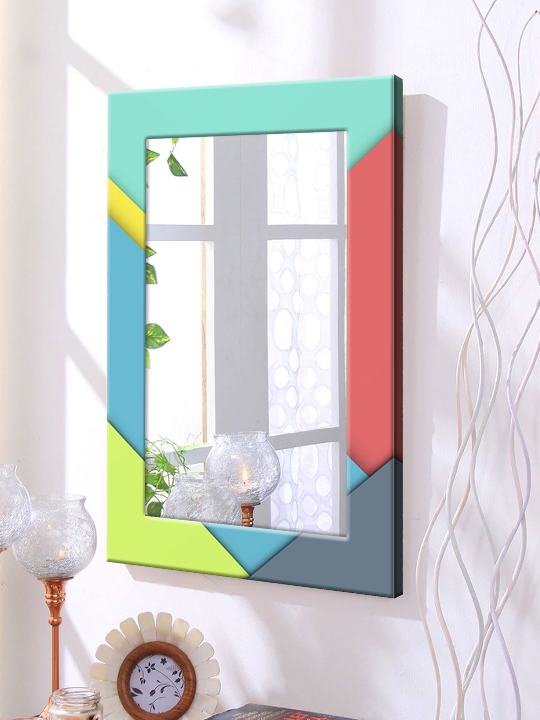 

999Store Blue Framed Wall Mirror